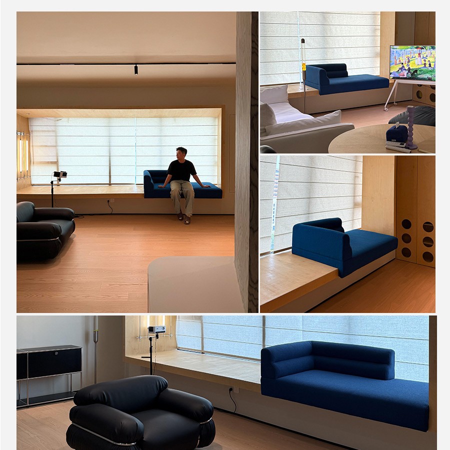 Diseñador de terraza sofá de ventana flotante de alta gama pequeña tarjeta personalizada plataforma de asiento de piso en una ventana flotante de dormitorio