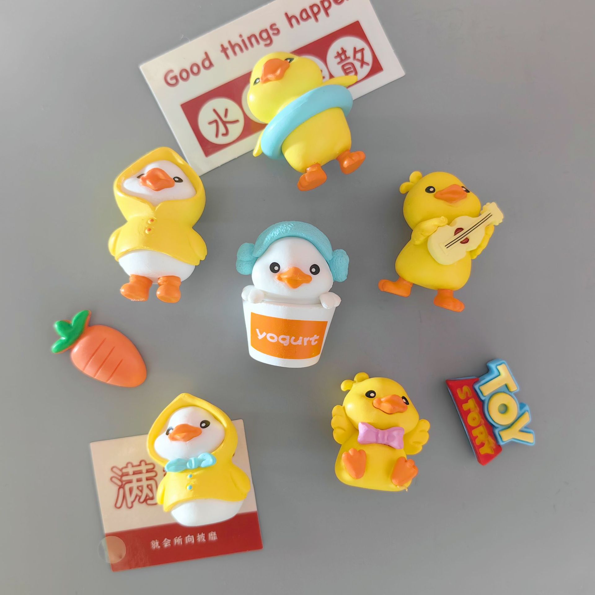 3D tridimensional lindo hogar decoración personalizada mensaje imán en línea celebridad pequeño pato amarillo imán magnético refrigerador pegatinas