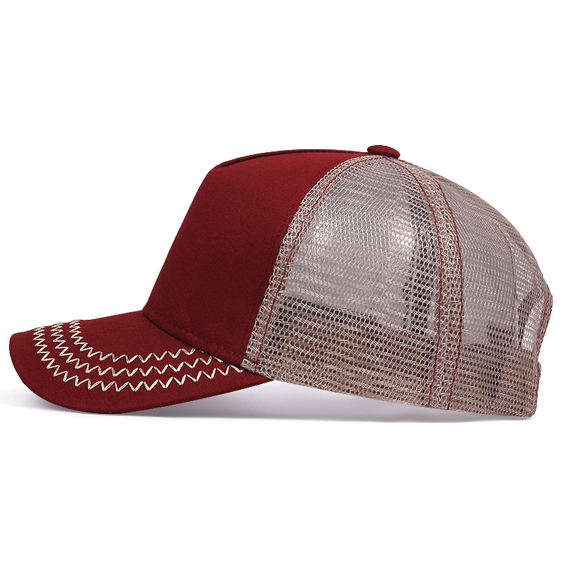 Unisex Basic solid color light plate breathable baseball cap Summer sunnet hat five piece hat Trucker hat_voghion.com