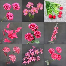 婚庆玫红色桃花仿真花婚礼假花路引花材花排插花绢花橱窗造景花艺