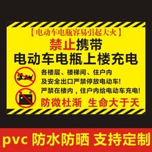 禁止电动车进入电梯禁止严禁电动车入内充电标识牌不干胶标签贴l