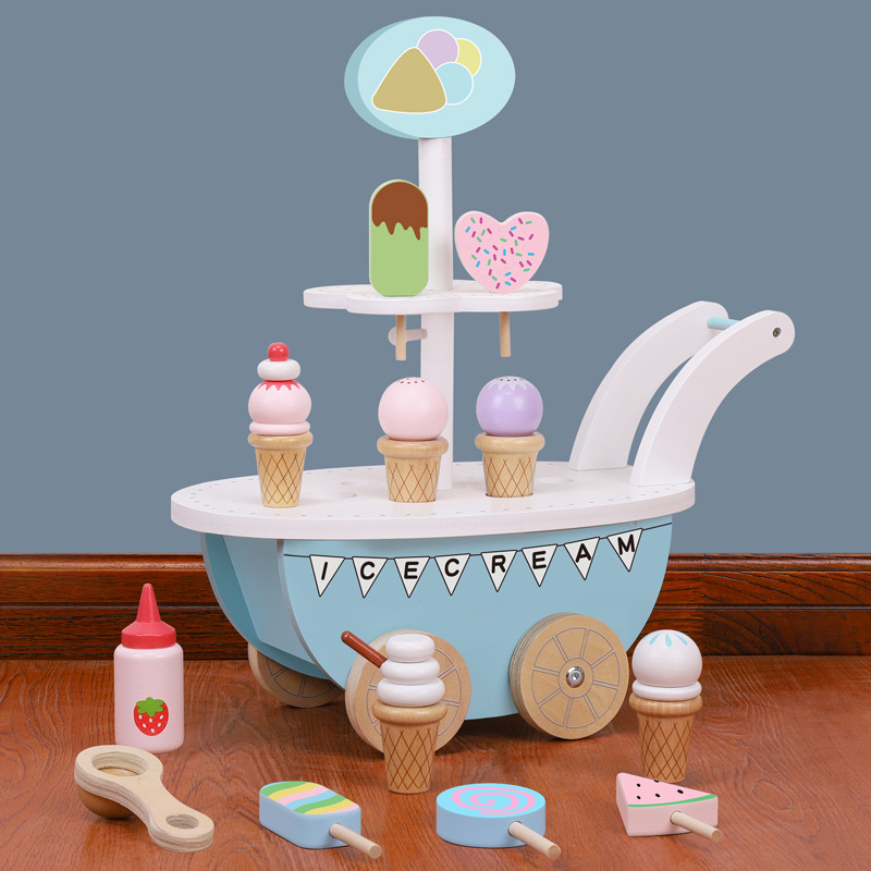 Children's Early Education Play Home American Ice Cream Car Combination Package Boys and Girls Simulation Delicious Snack Popsicle Toy
