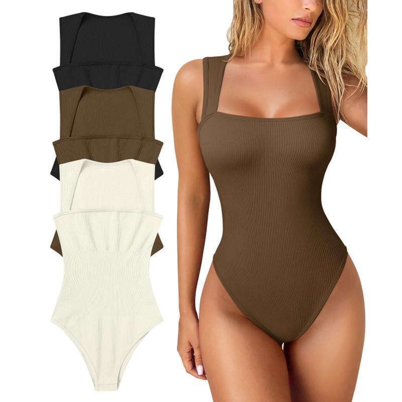 Cross-Border European and American New Style Women's Sexy Ribbed Sleeveless Jumpsuit Body Shaping High Elastic Tummy Control Butt Lifting Slim Jumpsuit
