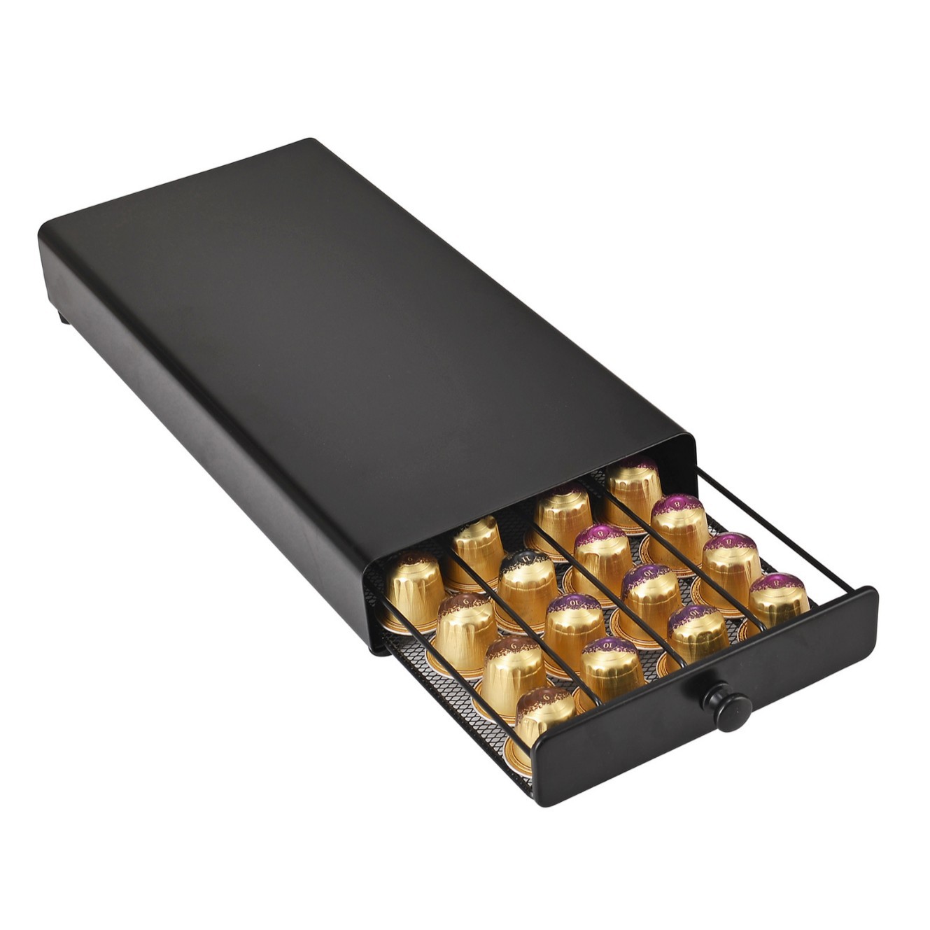 OASISWJ caja de almacenamiento de hierro forjado estante de almacenamiento de cápsulas de café bar doméstico pequeño estante de almacenamiento de cápsulas YZ1384