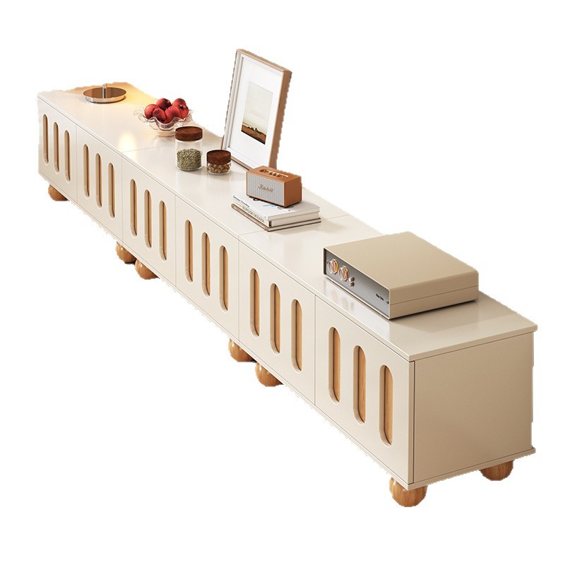 奶油风电视柜客厅家用收纳储物柜一体2025新款小户型落地电视机柜 5