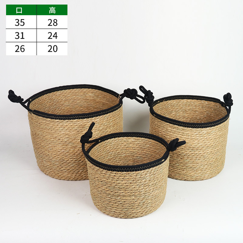 Maceta de Hierba Tejida a Mano Decorativa para Interior y Balcón