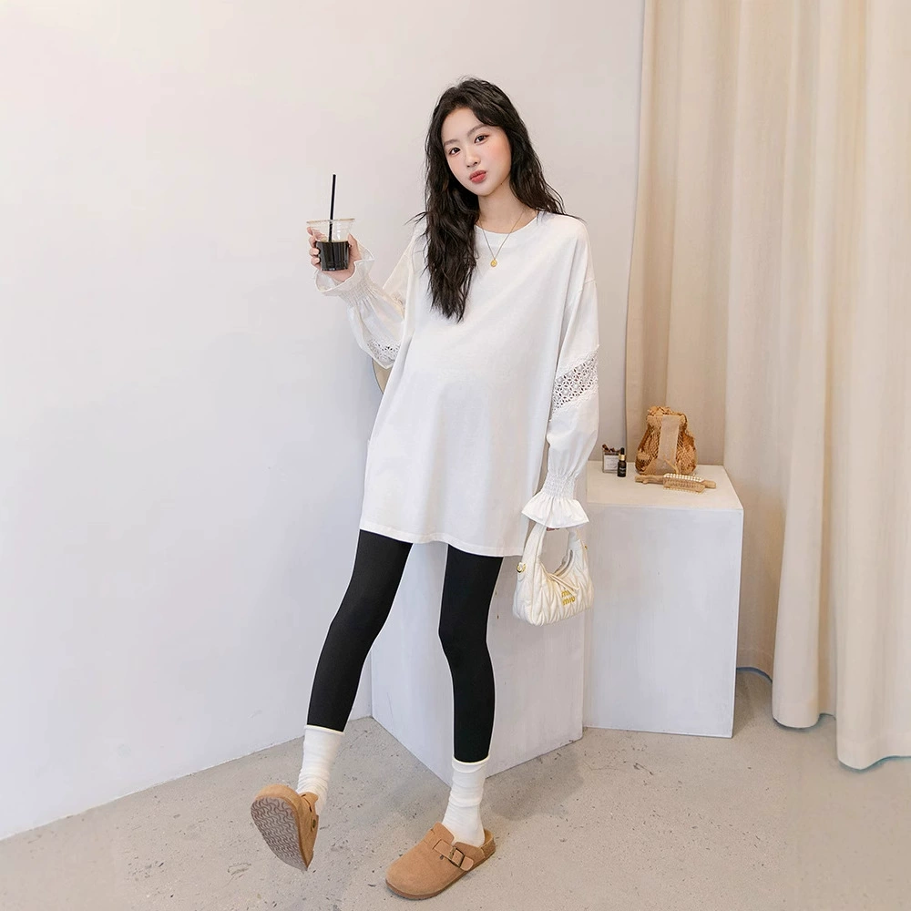 Одежда для беременных модный дизайн с рукавами лотоса с круглым вырезом