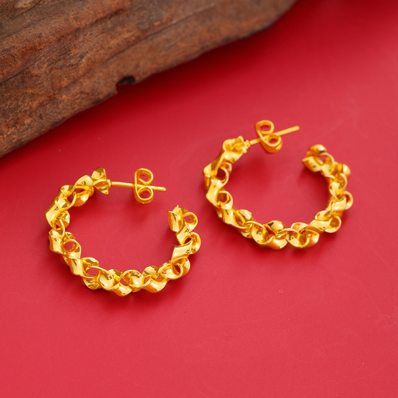 INS pendientes textura pendientes diseño versátil moda pendientes de mujer cuerda anudada diseño torcido suministro directo de fábrica