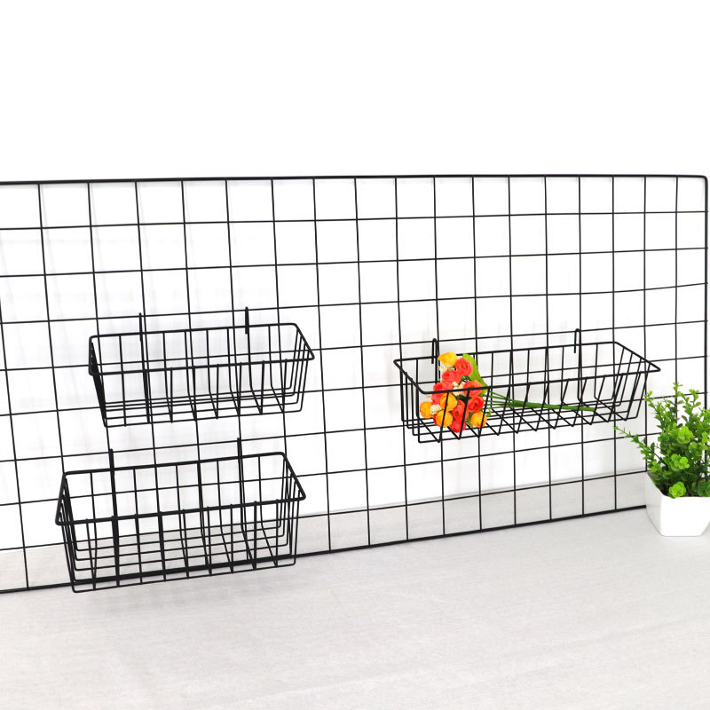 GRID foto pared pequeña cesta colgante pared hierro pared colgante rack baño Baño pared colgante almacenamiento estante de almacenamiento de cocina rack