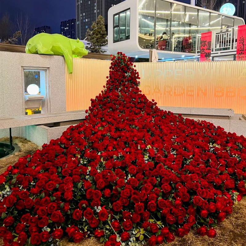 Rose Waterfall Artificial Flower Xiaohongshu Style Waterfall Flower Wall Famous Photo Spot Flower Arrangement Waterfall Rose Flower Wall