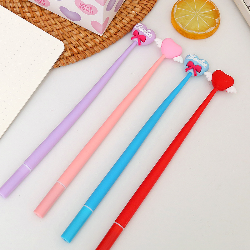 Bolígrafo de gel de goma suave de amor, papelería de Yiwu, regalo para estudiantes, bolígrafo creativo de San Valentín, bolígrafo de gel agitado