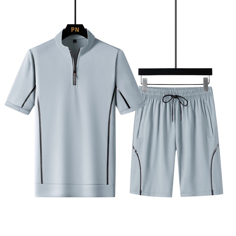 Directo de fábrica de verano nuevos hombres de seda de hielo tendencia deportiva pantalones de manga corta traje casual pareja suéter más tamaño