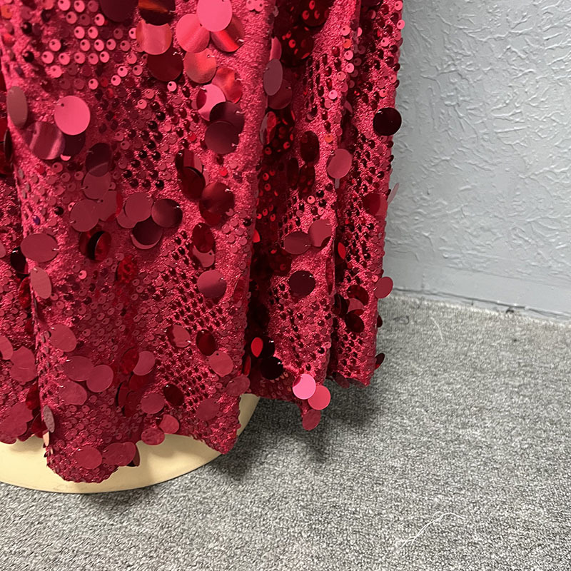 Damenbekleidung Mode schlanke Samt Pailletten Abendkleid Kleid_voghion.com