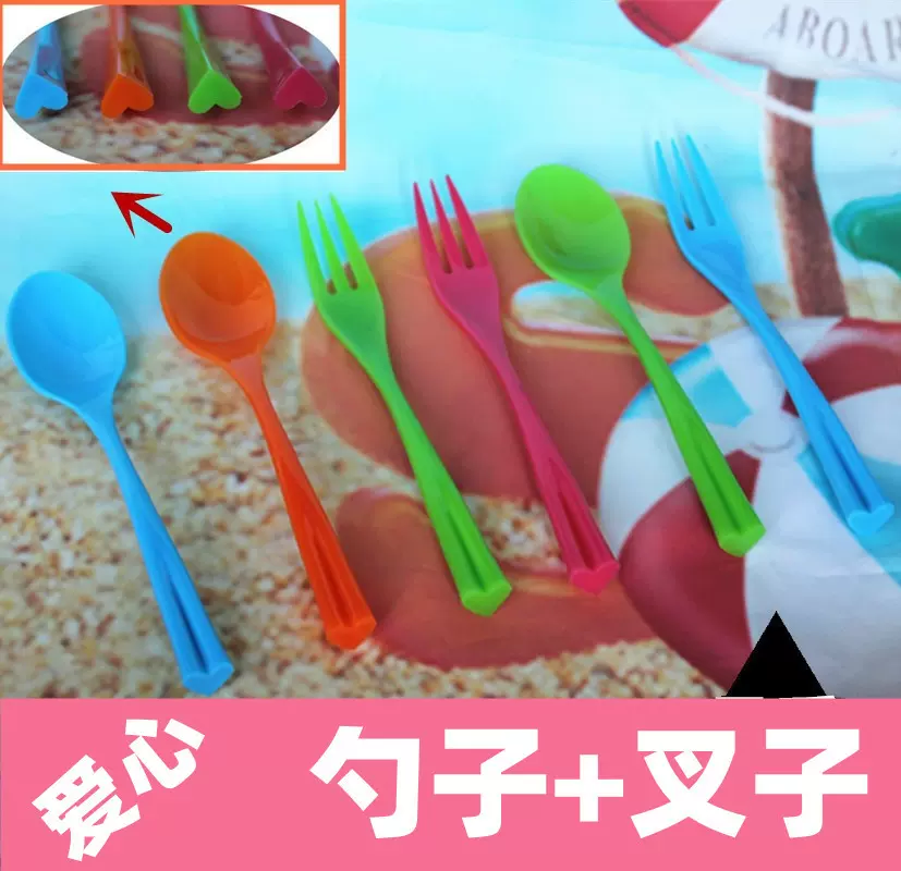 厂家直供宝宝塑料勺叉 西餐塑料叉 儿童塑料勺