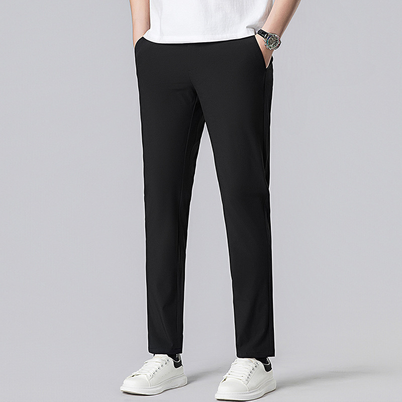 Brand Men's Summer Ice Silk Casual Pants New Style Men's Elastic Quick-Dry Thin Slim-Fit Korean-Style Cropped Sports Pants Brand Men's Summer Ice Silk Casual Pants New Style Men's Elastic Quick-Dry Thin Slim-Fit Korean-Style Cropped Sports Pants