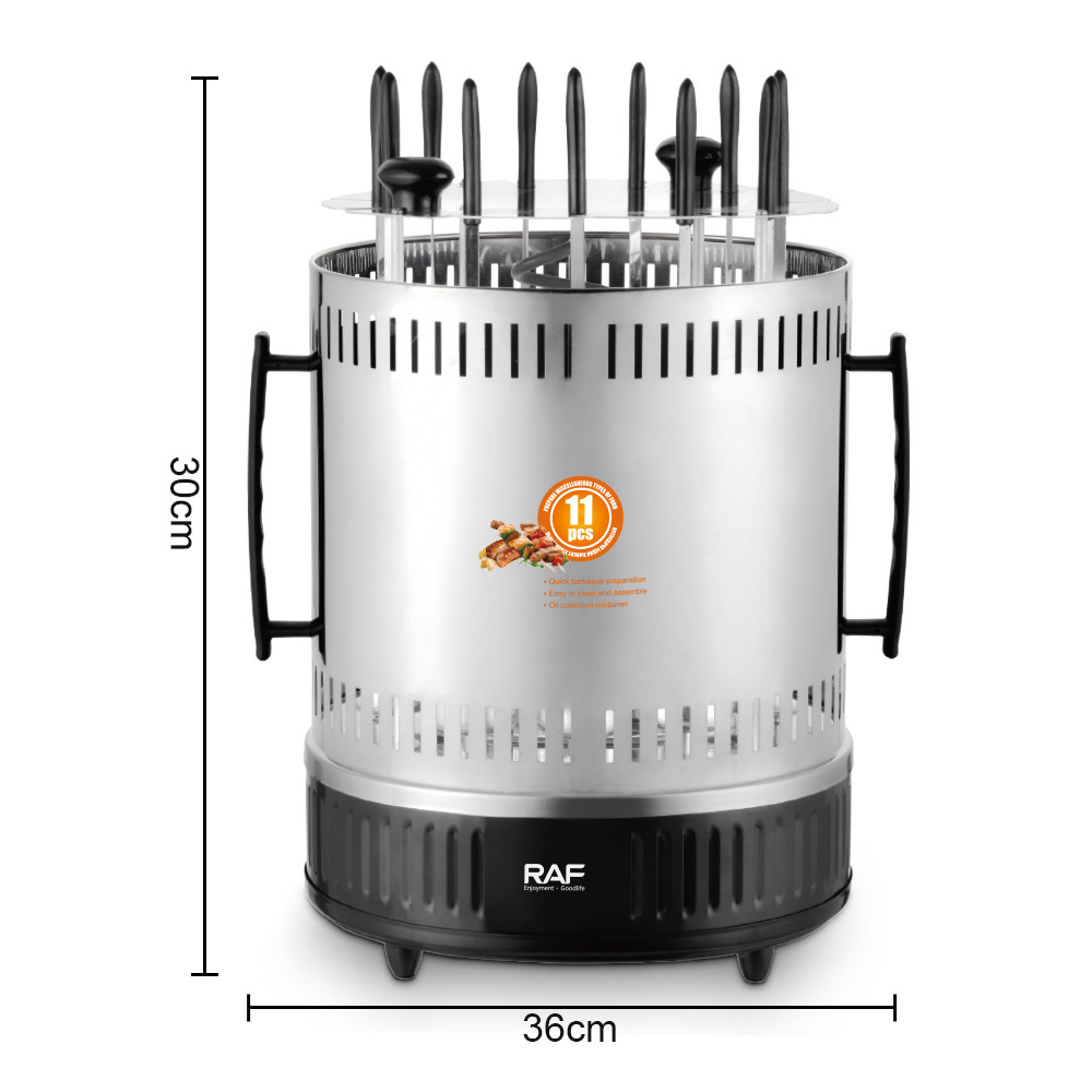 Máquina de brochetas de parrilla de barbacoa transfronteriza estándar europea RAF, horno de carbón de humo sin aceite de una sola pieza para freír y hornear multifuncional para el hogar