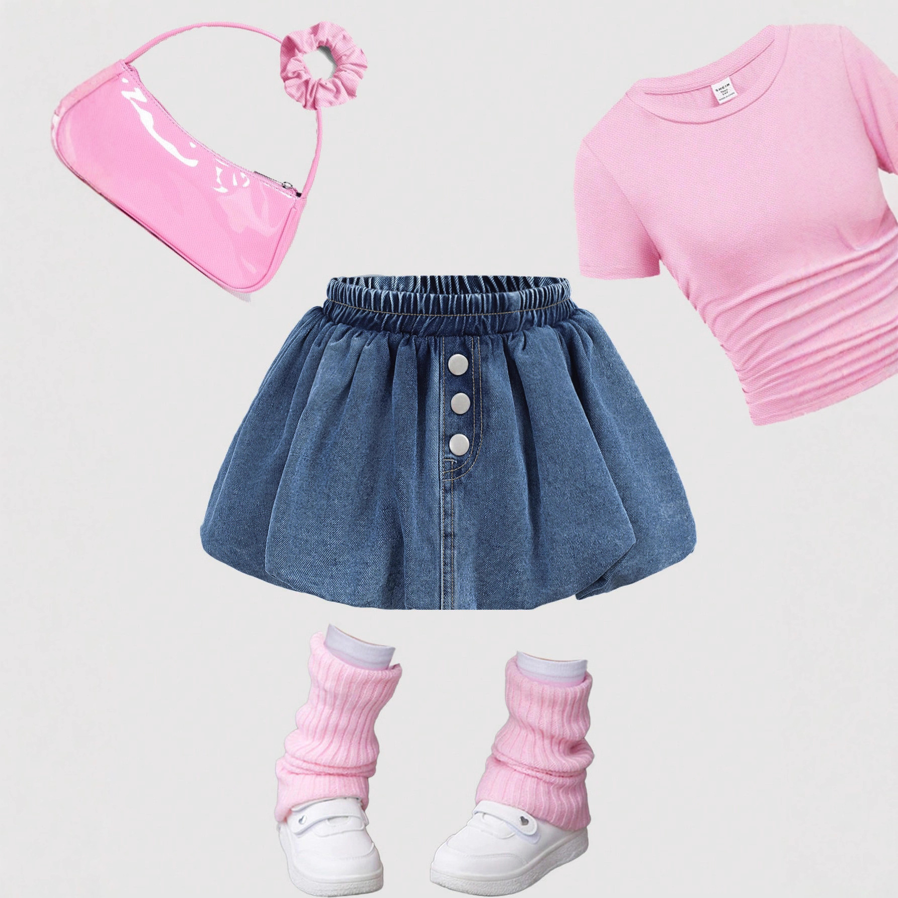 Cross-Border European and American Denim Blue Bubble Mini Skirt with Elastic Waist Princess Skirt Temu Amazon Ozon Independent Site Tk