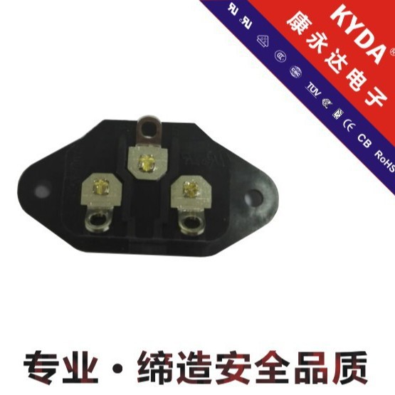 三孔品字插座 安规认证家用专用电源插座工厂直销  DE-14-1P-RR