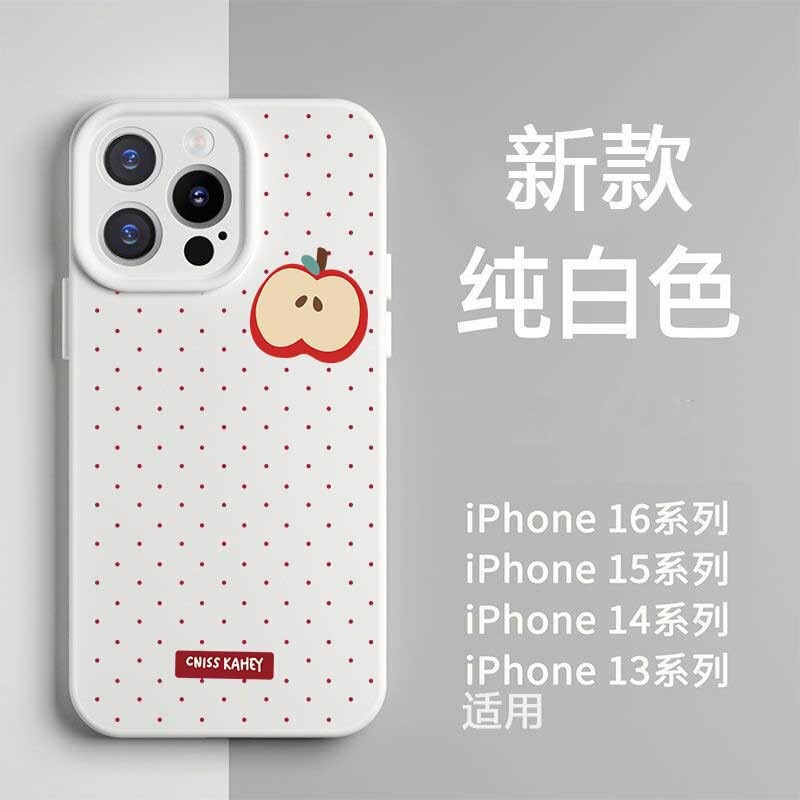 Red Polka Dot Apple Suitable for Apple 17 Mobile Phone Case 16 Imitation Liquid iPhone 15 Fun 14 Cartoon 12 Soft 11
