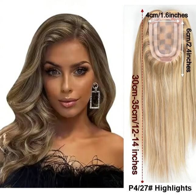 Women's Hairpieces Made from Real Hair, Customized from Source Factory, Two-Tone Natural Invisible Full Real Hair Half-Top Wigs, Cross-Border Wholesale