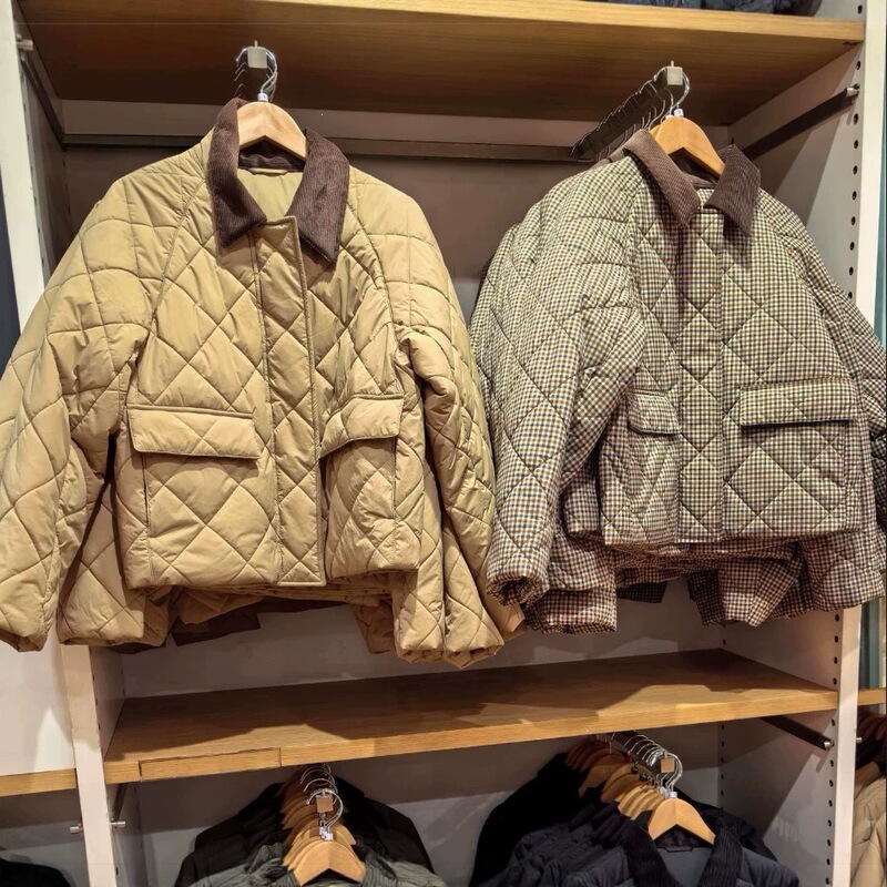 Women's cotton casual short jacket/plaid outerwear jacket, 26 autumn/winter warm top, E489026/487518 Women's cotton casual short jacket/plaid outerwear jacket, 26 autumn/winter warm top, E489026/487518
