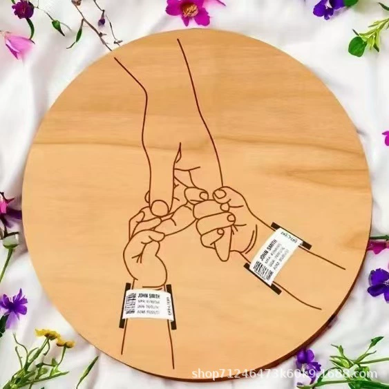 Трансграничный новый деревянный ребенок рождается с ручным кольцом деревянная доска мемориальная доска деревянный браслет новорожденного витрина