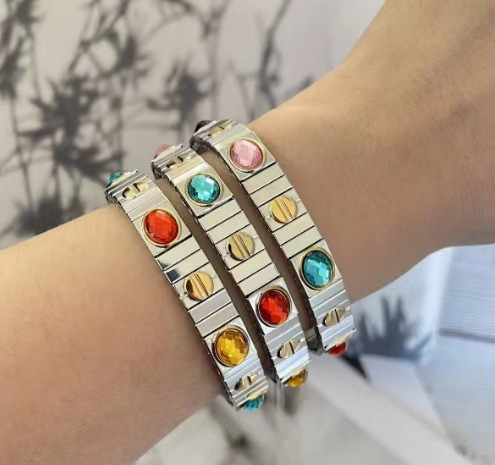 Geometric Pattern Retro Simple Style Geometric 304 Stainless Steel Bracelets In Bulk