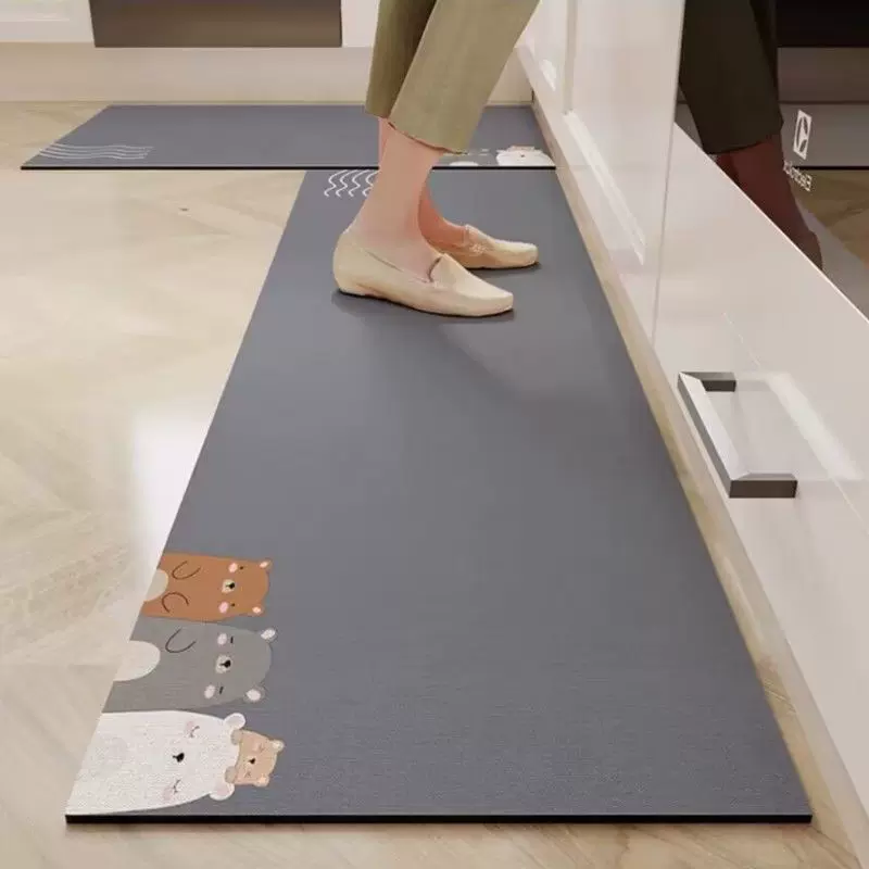 厨房地面地垫硅藻泥吸水垫子吸油防滑长条脚垫防油可擦洗免洗地毯