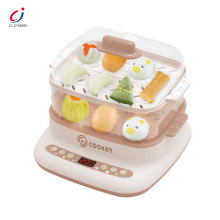 跨境儿童厨房仿真电蒸锅多功能过家家烧烤炉双层带声光音乐3-6岁