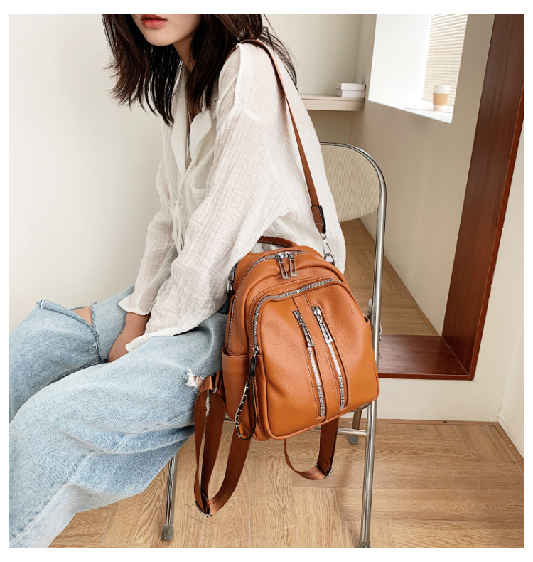 Nihaojewelry Wholesale New Trendy Fashion Soft Leather Messenger Dual-use Backpack display picture 7
