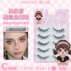 蜜の小さい箱の美泰系の魚の尾の漫画の濃密な偽のまつげの全体の透明な茎の上で鏡のアジア系の巻き上げのバービーのまつげ