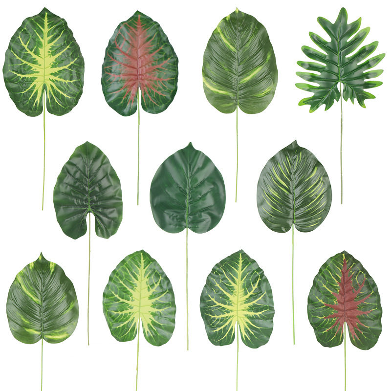 Planta artificial transfronteriza deja casa decoración interior hojas de rábano verde planta verde accesorios de pared escena de la boda hojas a juego