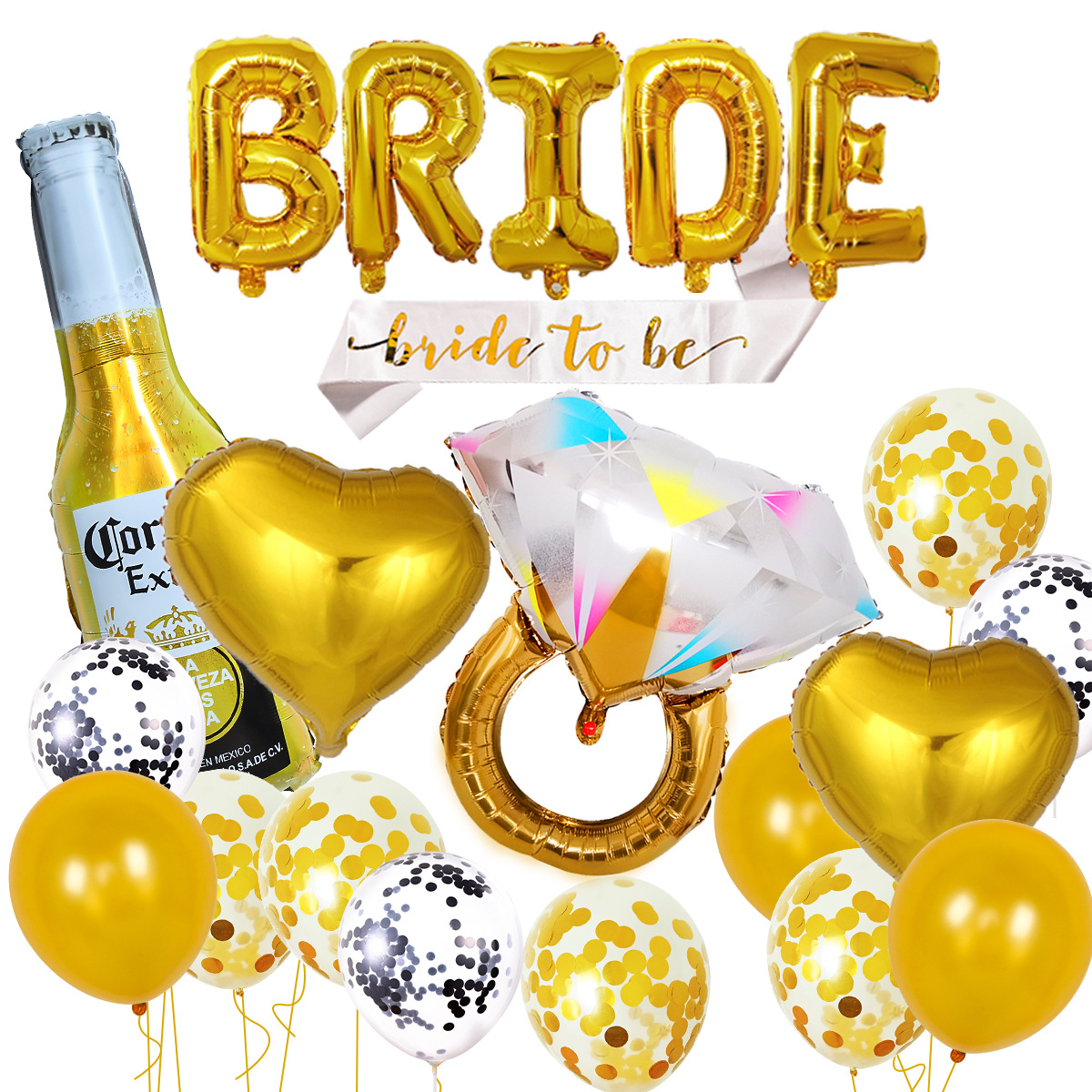 Globo de un solo partido al por mayor 16 pulgadas de oro rosa carta combinación película de aluminio escena de látex diseño solo globo