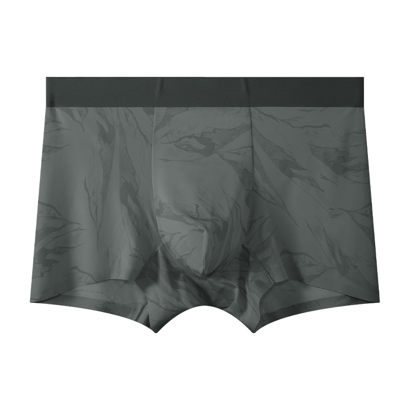 Procesamiento de ropa interior de hombre personalizada 7A, archivo interno antibacteriano, nuevo estilo de verano, calzoncillos bóxer cómodos elásticos de seda de hielo, calzoncillos bóxer