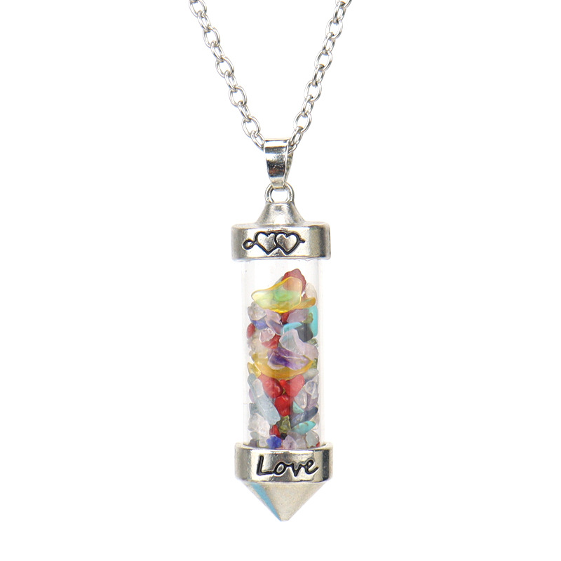 Retro Wishing bottle Crystal Plating Pendant Necklace 1 Piece