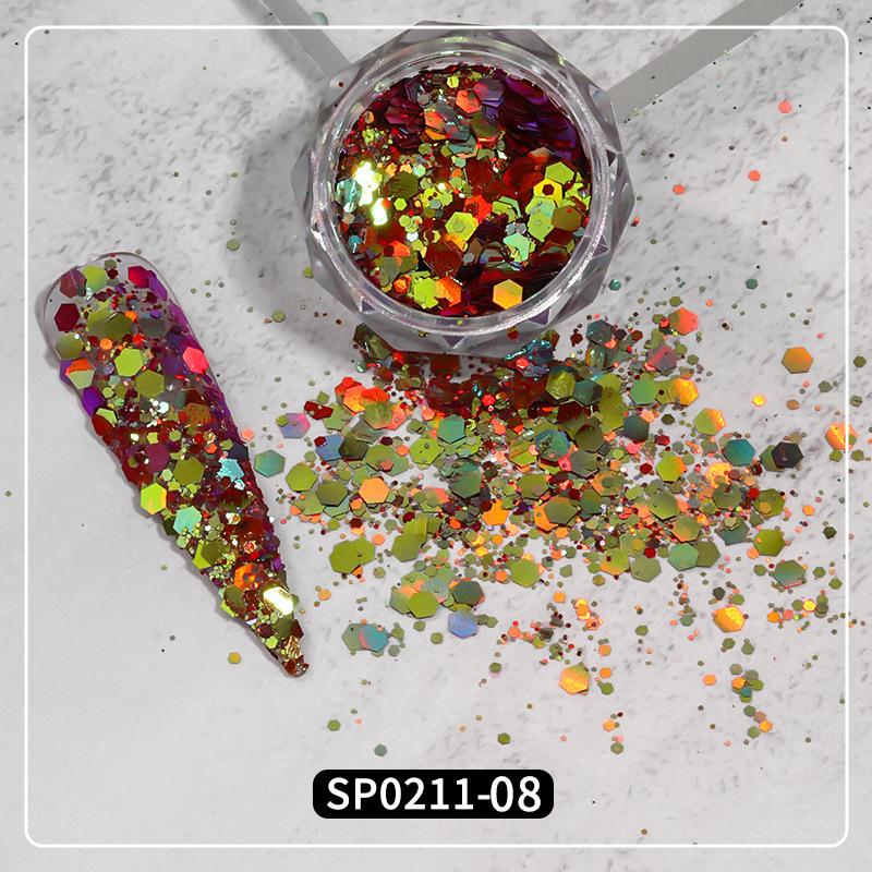 2022 lentejuelas de uñas populares transfronterizas camaleón joyería Rosa gradiente colorido lentejuelas grandes traje DIY pegatinas de uñas