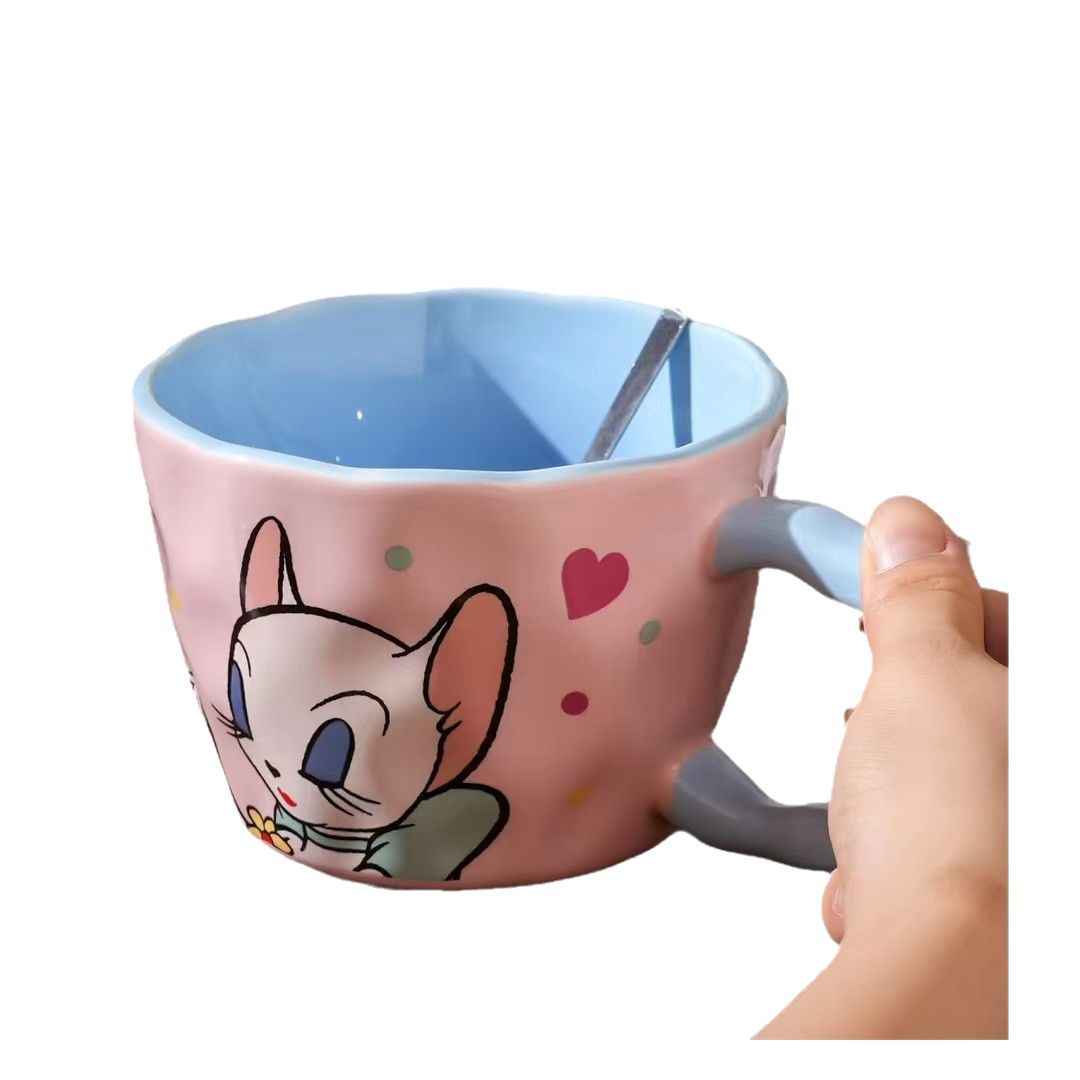 Taza de gato y ratón Taza de desayuno de gran capacidad de oficina Regalo personalizado Taza de café de cerámica Taza de alto valor