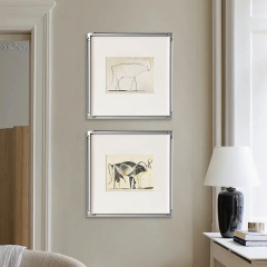 畢加索 抽象線條牛北歐藝術原木風日式裝飾畫玄關餐廳掛畫黑白畫