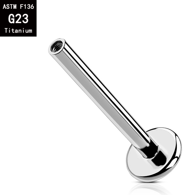 G23 Titanium 1.2mm Internally Threaded Labret Stud Ear Studs Ear Bone Nails F136 Titanium Alloy Piercing Jewelry detail image 7