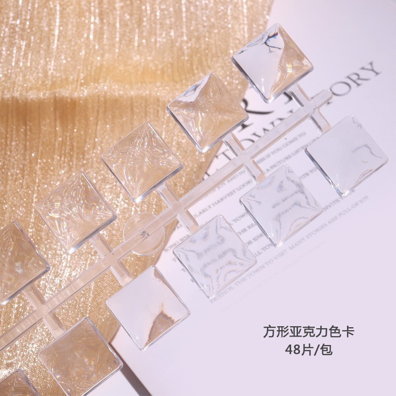 Herramientas de uñas transfronterizas 50 piezas de esmalte de uñas muestra de pegamento de esmalte de uñas, tarjeta de color trapezoidal puntiaguda de cabeza plana, pieza de práctica de uñas