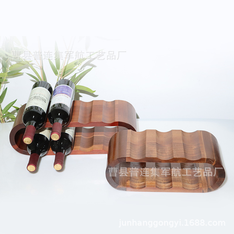 跨境木质双层红酒收纳架桌面红酒存储架椭圆木制红酒陈列架|undefined