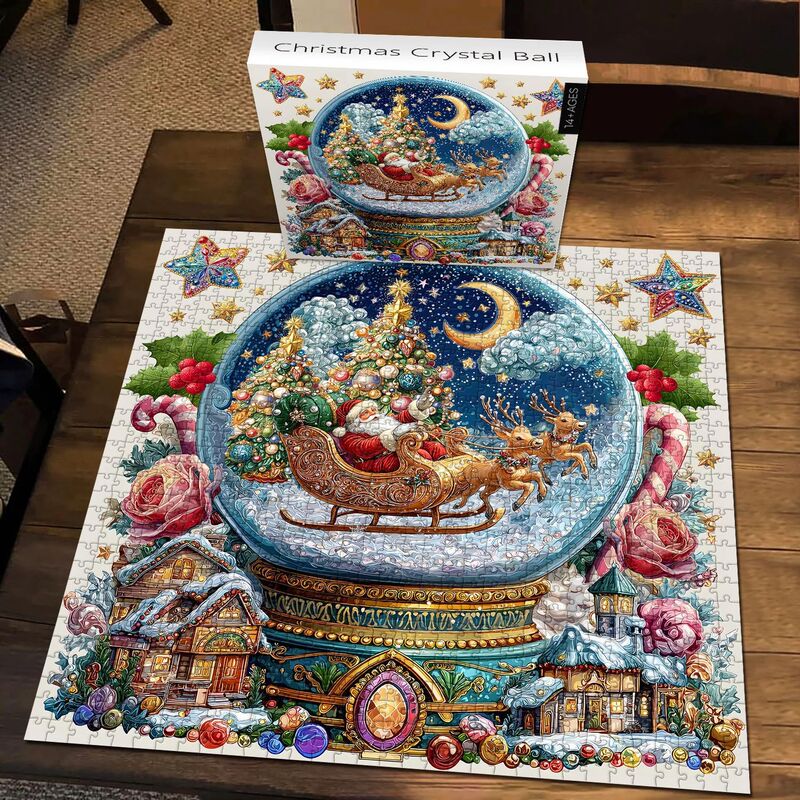 跨境新品 Christmas Crystal Ball Jigsaw Puzzles 圣诞水晶拼图|undefined