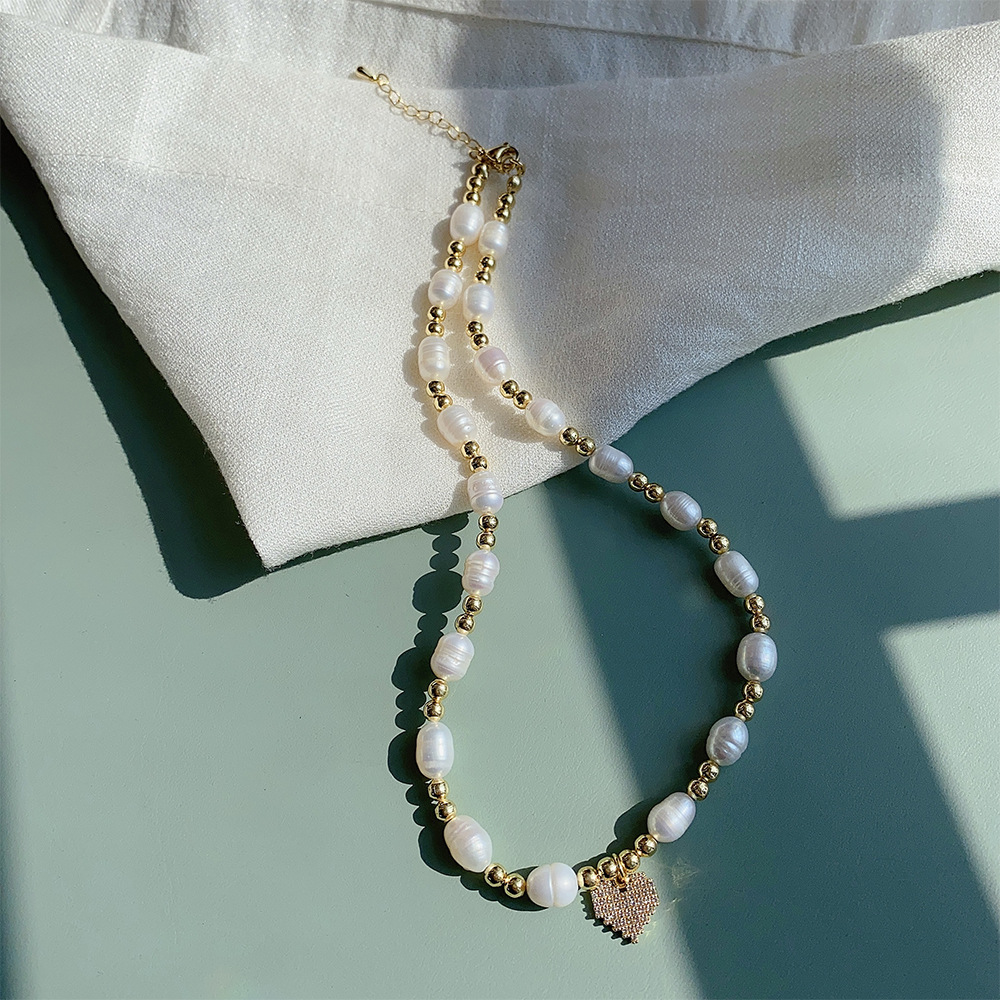 Lady Sun Pearl Metal Plating Zircon Necklace 1 Piece