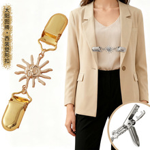 速卖通新款复古太阳胸针女个性轻奢高级感两用笑脸毛衣夹合金配件
