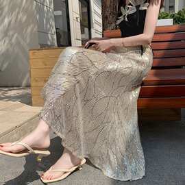 绝美气质亮片鱼尾裙半身裙女春夏2026新款高腰显瘦中长款包臀裙子