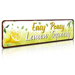 Funny Tin Painting |   Easy Peasy Lemon Squeezy Decorative Tag |   Humorous Stylish Decoration