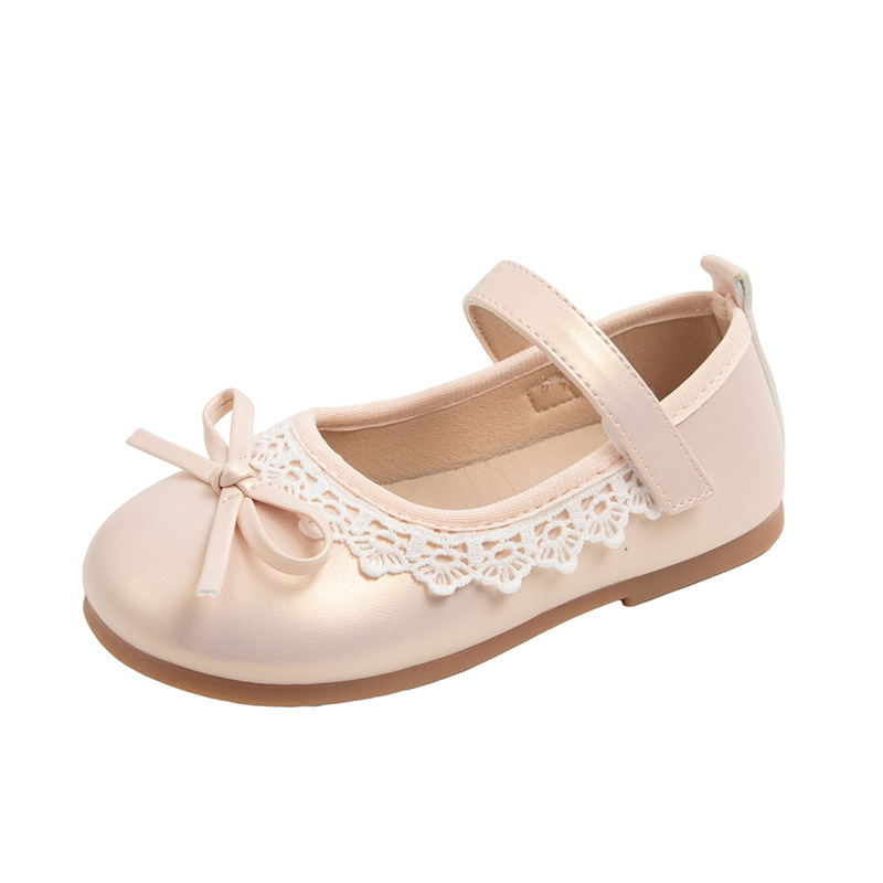 Zapatos de cuero para niñas 2025 nuevos niños primavera y otoño arco extranjero zapatos de princesa de encaje zapatos de suela suave para bebés image 6
