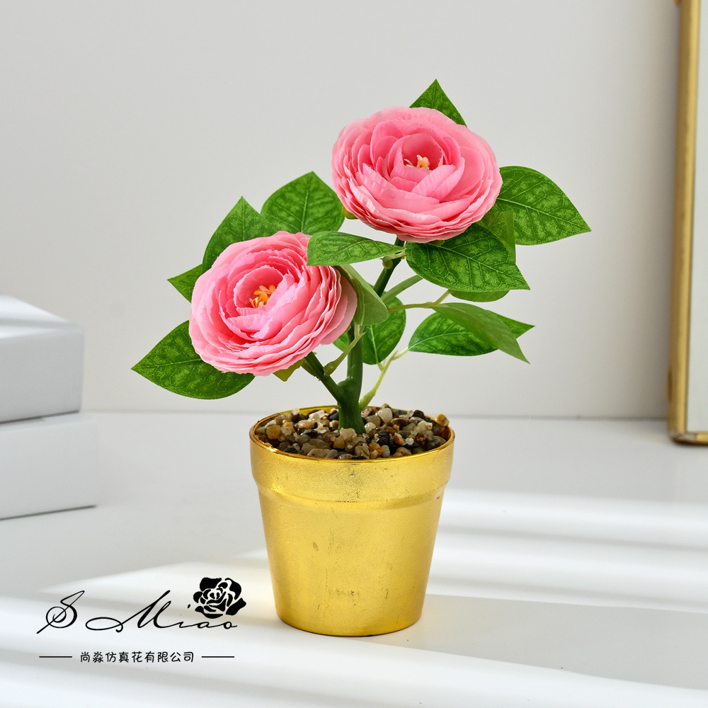 Camellia transfronteriza de dos extremos pequeño bonsai moda imitación maceta flores falsas decoración del hogar fotografía de bodas adornos de flores artificiales image 10