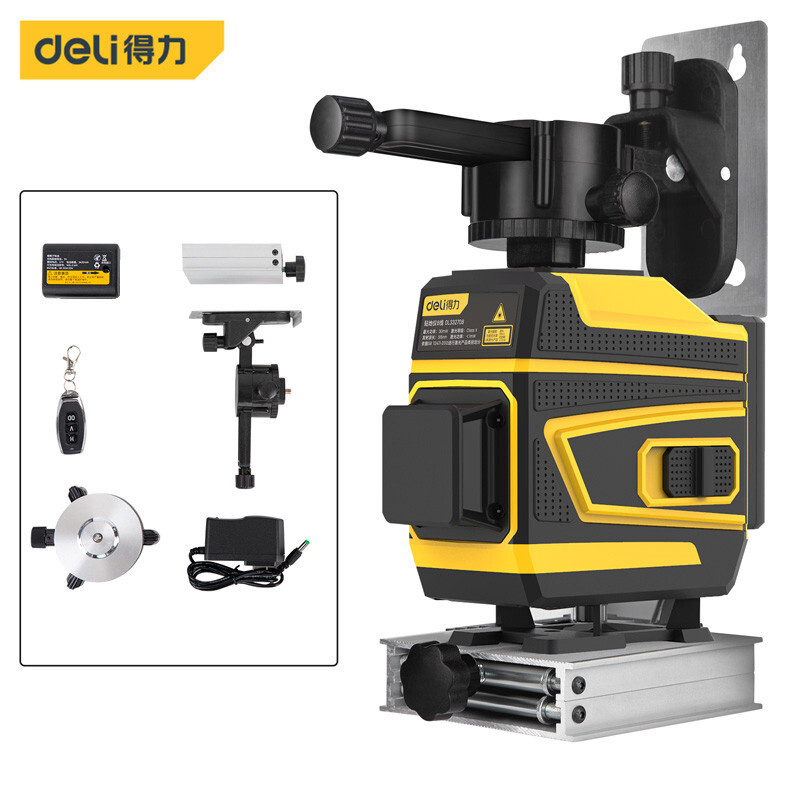 得力绿光水平仪DL332708高精度墙地一体机 激光装修施工测量智能