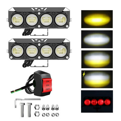 Motorcycle headlights, headlights Modification with Four-Eye Devil Eye - four-eyes-red-devil-eye-set-switch